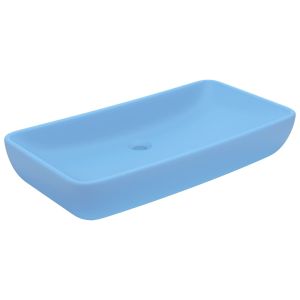 vidaXL lavabo de lujo de cerámica rectangular azul claro mate 71x38 cm