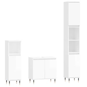 vidaXL set de muebles baño 3 pzas madera contrachapada blanco brillo