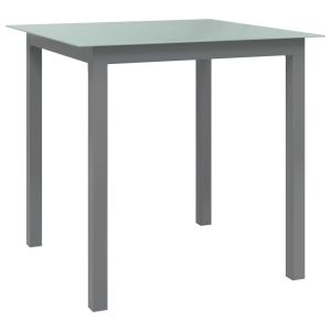 vidaXL mesa de jardín de aluminio y vidrio gris claro 80x80x74 cm