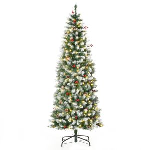 Árbol de navidad 180 cm con luz PVC y acero color verde ø65x180 cm Homcom