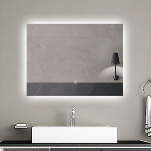 Espejo de baño LED 90 x 70 cm, antivaho, brillo regulable, función memoria