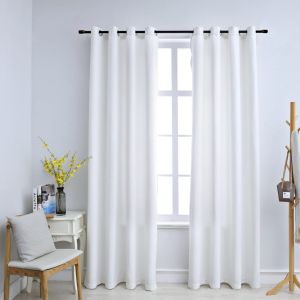 Cortinas opacas anillas de metal 2 pzs blanco crudo 140x175 cm es1239