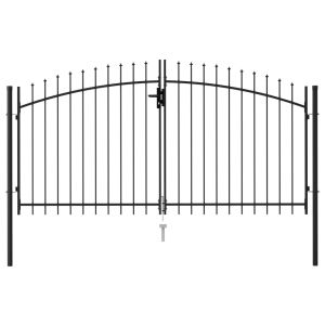 vidaXL cancela de valla doble puerta con puntas acero negro 3x1,5 m