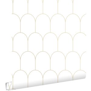 Estahome papel pintado arte deco blanco y oro - 0,53 x 10,05 m - 139139