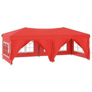 vidaXL carpa para fiestas plegable con paredes laterales rojo 3x6 m