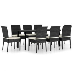 vidaXL conjunto de comedor de jardín 9 piezas ratán sintético negro