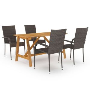 vidaXL juego de comedor para jardín 5 piezas marrón