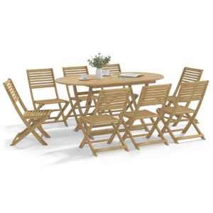 vidaXL juego de comedor de jardín 9 piezas madera maciza de acacia