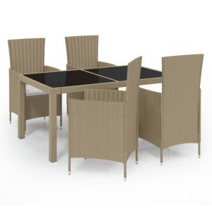 vidaXL set de comedor de jardín 5 pzas y cojines ratán sintético beige