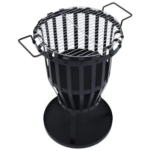 Brasero de jardín con parrila bbq acero inoxidable 47,5 cm