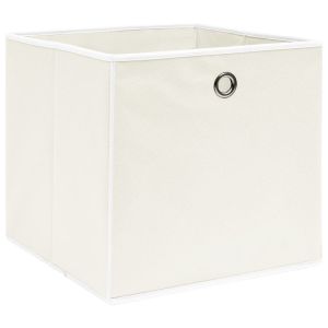 vidaXL cajas de almacenaje 10 uds tela blanco 32x32x32 cm