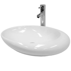 Lavabo sobre encimera - 585 x 375 x 145 mm blanco ecd germany