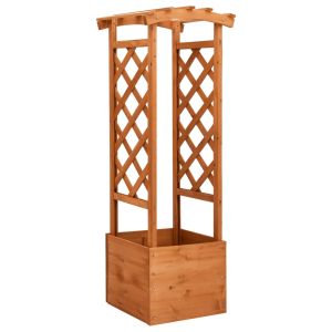 vidaXL jardinera enrejada con arco madera de abeto 49x39x130 cm