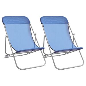 vidaXL sillas de playa plegables 2 uds textilene acero recubierto azul