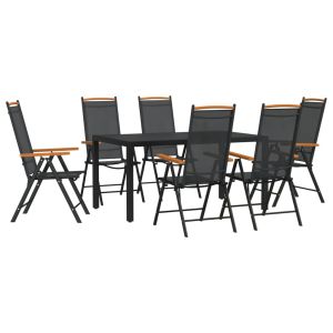 vidaXL juego de comedor para jardín 7 piezas aluminio negro