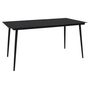 vidaXL mesa de comedor de jardín acero y vidrio negra 150x80x74 cm