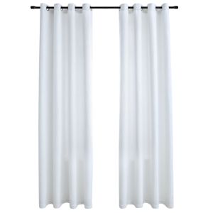 vidaXL cortinas opacas anillas de metal 2 pzs blanco crudo 140x175 cm