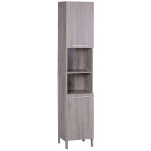 Armario alto de baño mdf color gris 30x32x172.5 cm kleankin