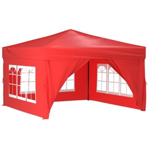 vidaXL carpa para fiestas plegable con paredes laterales rojo 3x3 m