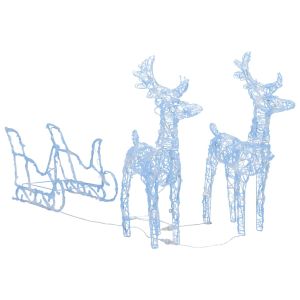 vidaXL reno y trineo adorno navideño 160 LEDs acrílico 130 cm