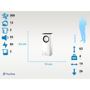 Climatizador evaporativo sin aspas con 3 velocidades y 2l