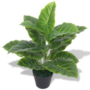 vidaXL planta de taro artificial con macetero verde 45 cm