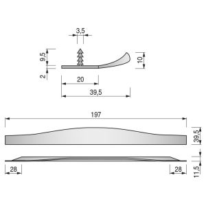 Tirador embutir aluminio modelo forma largo 197