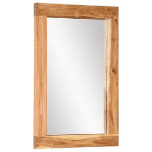 vidaXL espejo de vidrio y madera maciza de acacia 70x50 cm