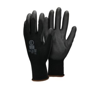 48x guantes antideslizantes pu talla 9-l, negro