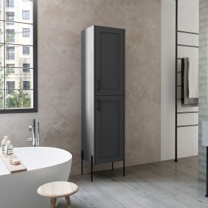 Columna de baño sealy en melamina con 2 puertas y 4 estantes , plomo