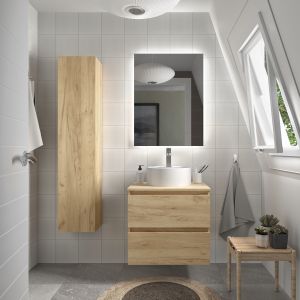 Mueble baño bequia 70 cm roble | lavabo +encimera