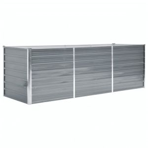 vidaXL arriate de jardín de acero galvanizado gris 240x80x77 cm