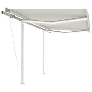 vidaXL toldo automático LED sensor de viento crema 3,5x2,5 m