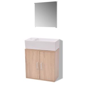 vidaXL conjunto de mueble y lavabo 3 piezas beige