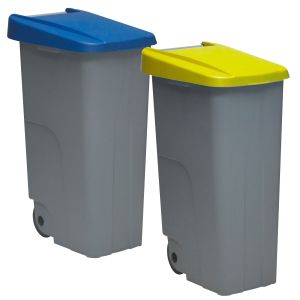 Well home set de 2 contenedores cerrados de 110l azul+amarillo h.88cm