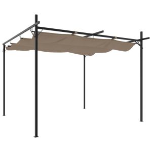 vidaXL pérgola con cubierta retráctil gris taupe 295x292x230 cm