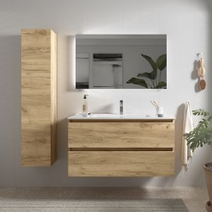 Mueble baño bequia 100 cm roble | lavabo