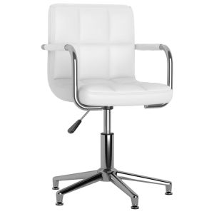 vidaXL silla de oficina giratoria de cuero sintético blanco