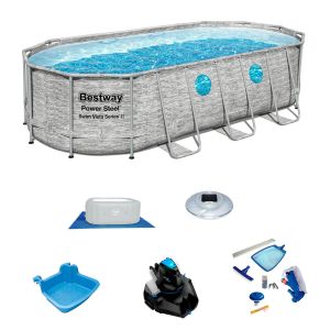 Pack piscina bestway power steel ovalada 549x274x122 cm accesorios de mante