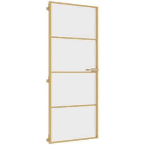 vidaXL puerta de interior dorada vidrio templado y aluminio 83x201,5cm