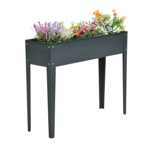 Jardinera elevada metal color gris 100x30x80cm outsunny