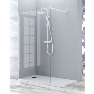 Mampara ducha fijo walk in | panel ducha transparente 100cm blanco mate