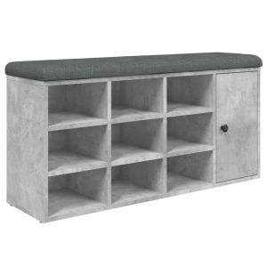 vidaXL banco zapatero madera de ingeniería gris hormigón 102x32x50 cm