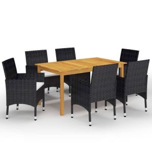 vidaXL set de comedor de jardín de 7 piezas negro