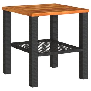 vidaXL mesa de jardín ratán sintético madera acacia negro 40x40x42 cm