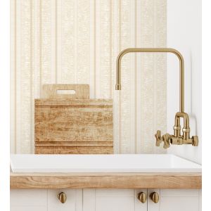 Papel pintado gaulan  lavable de rayas beige con textura en 10.6m²