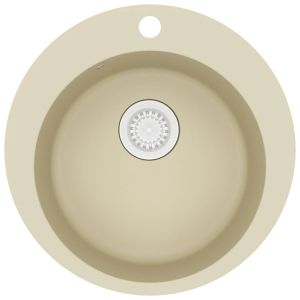 vidaXL fregadero de cocina de granito con un seno redondo beige