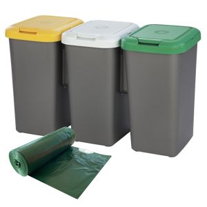 Well home papeleras reciclaje 3 compartimentos 3x25l+20 bolsas de basura30l