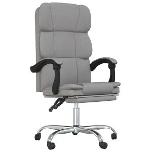 vidaXL silla de oficina reclinable de tela gris claro