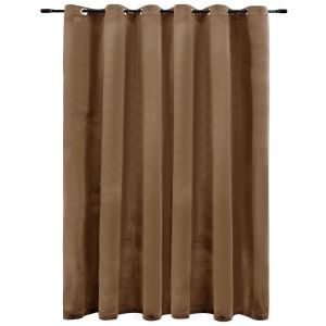 vidaXL cortina opaca con anillas de metal terciopelo beige 290x245 cm